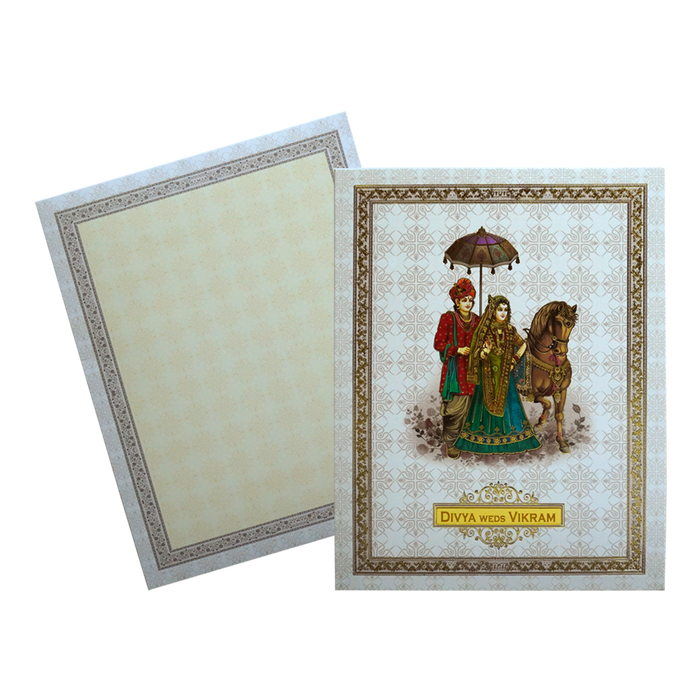 Ivory White Wedding Invitation-King of Cards