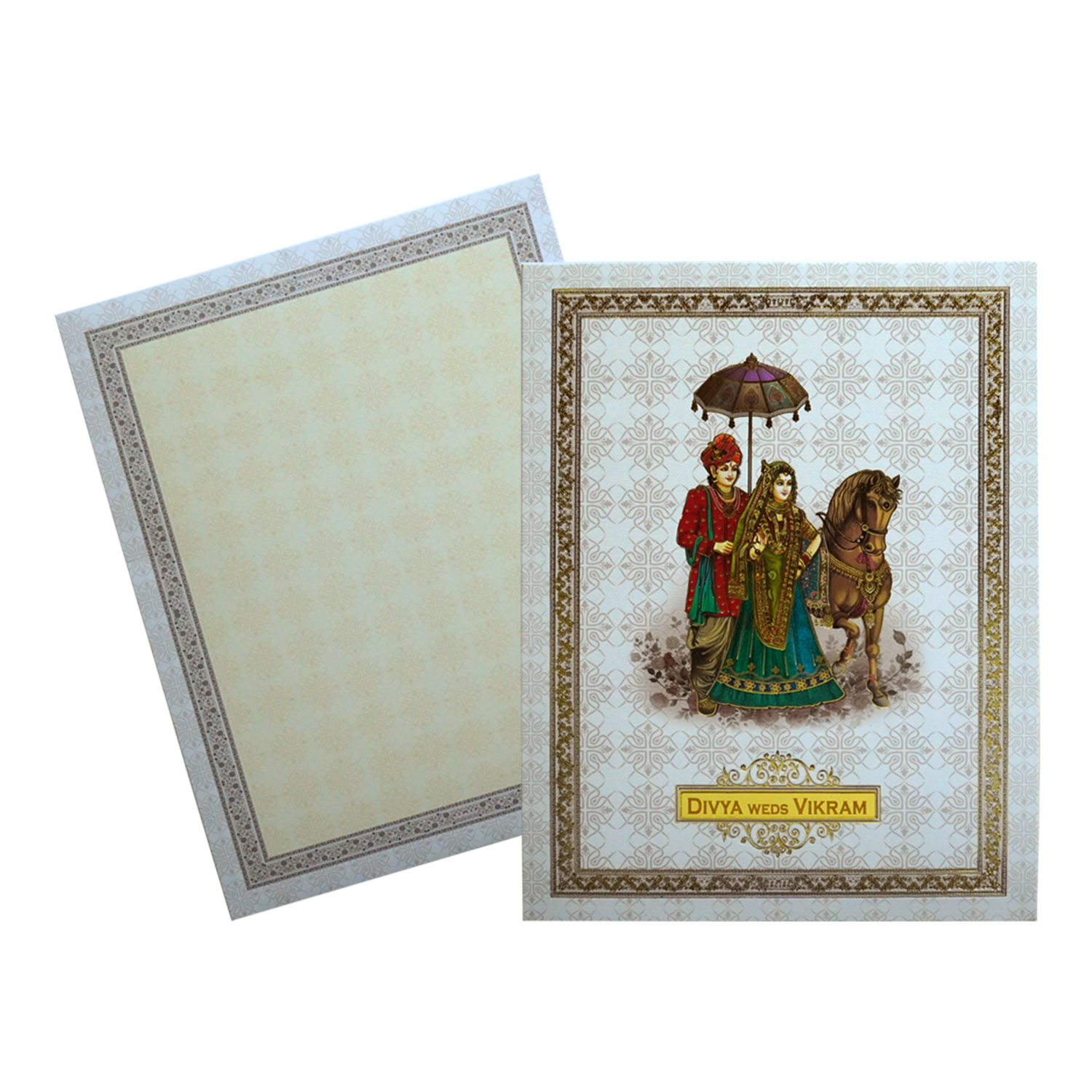 Ivory White Wedding Invitation-KNKN6310