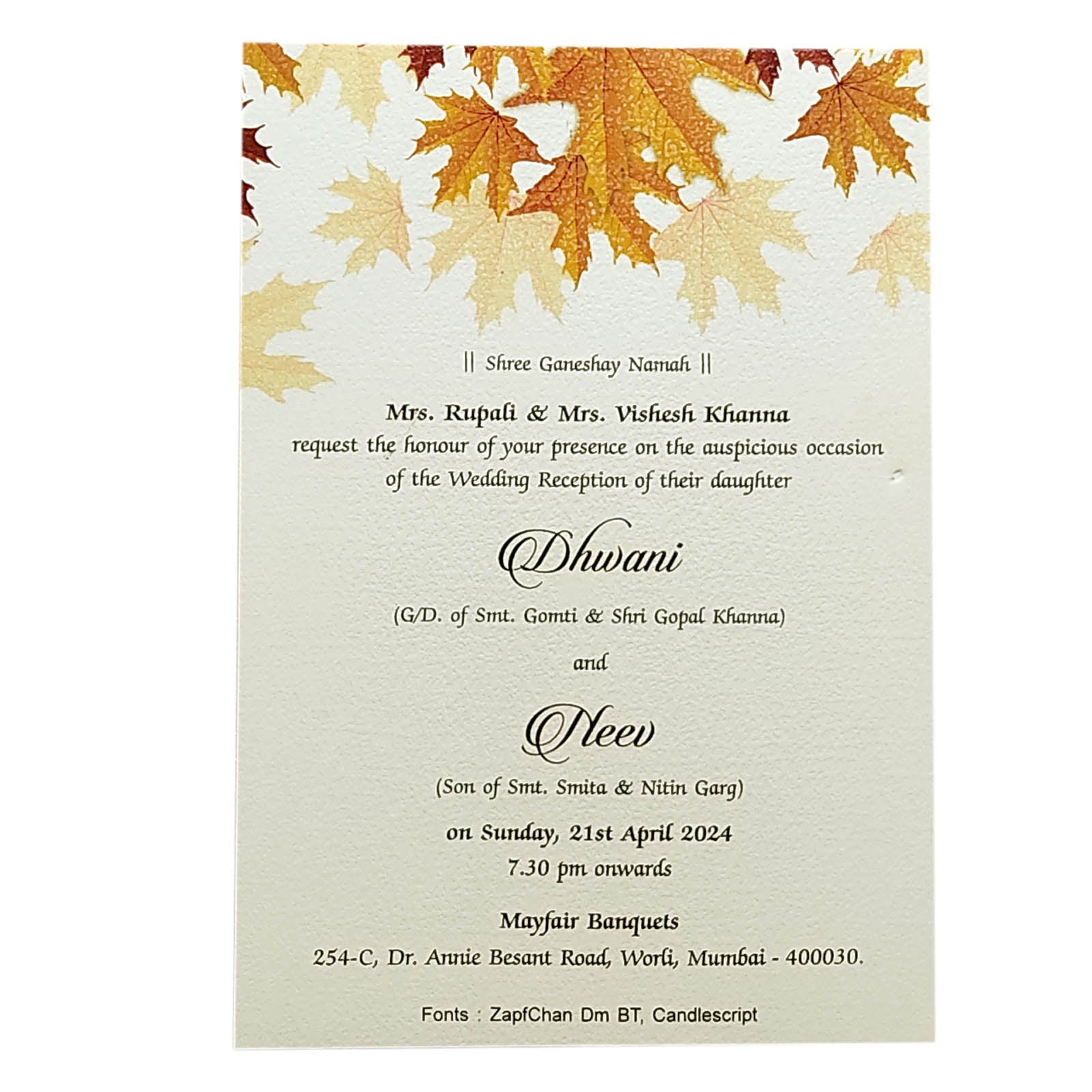 White Single Sheet Invitation Card-KRCS6111