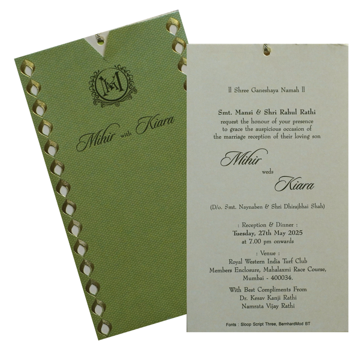 Beige Olive Green Single Invitation-King of Cards