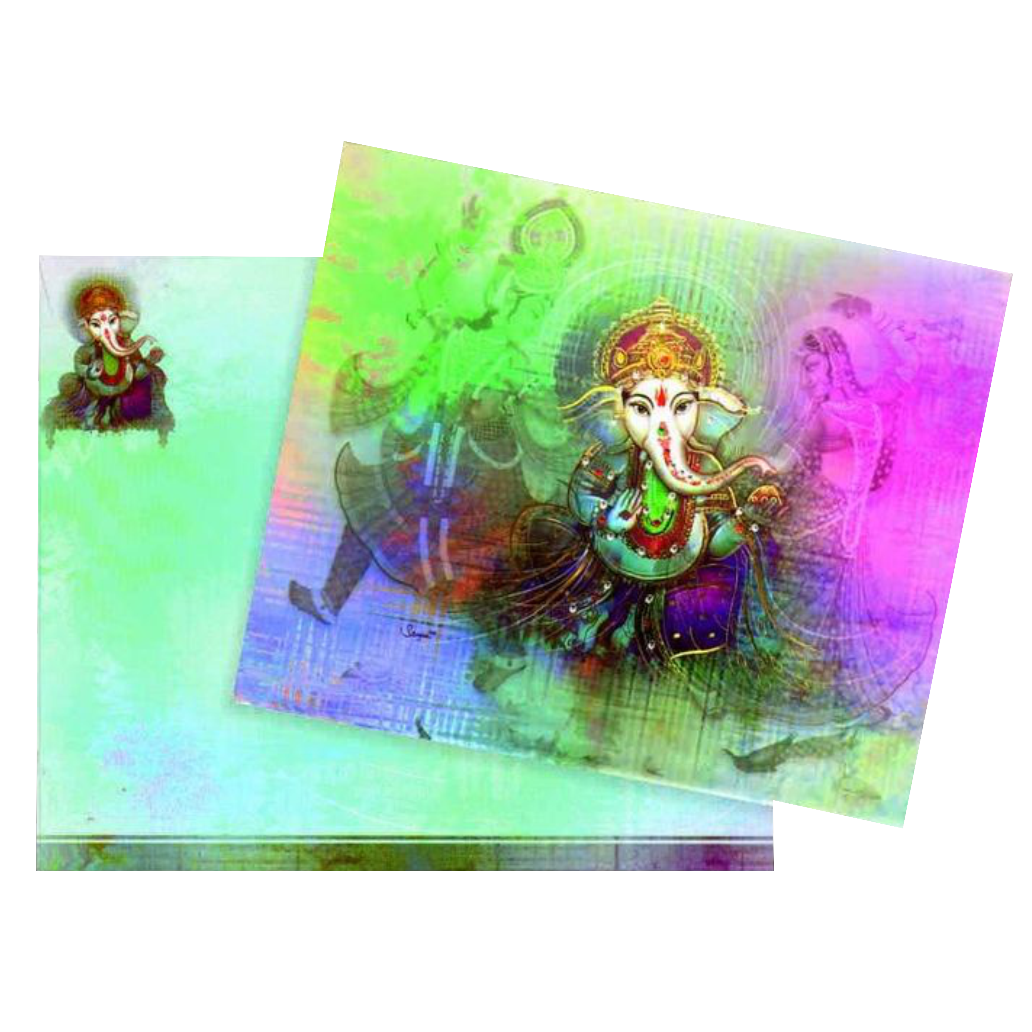 Invitation Card - Sparkling Multicolor Ganesha Wedding Card - KNKZ0421