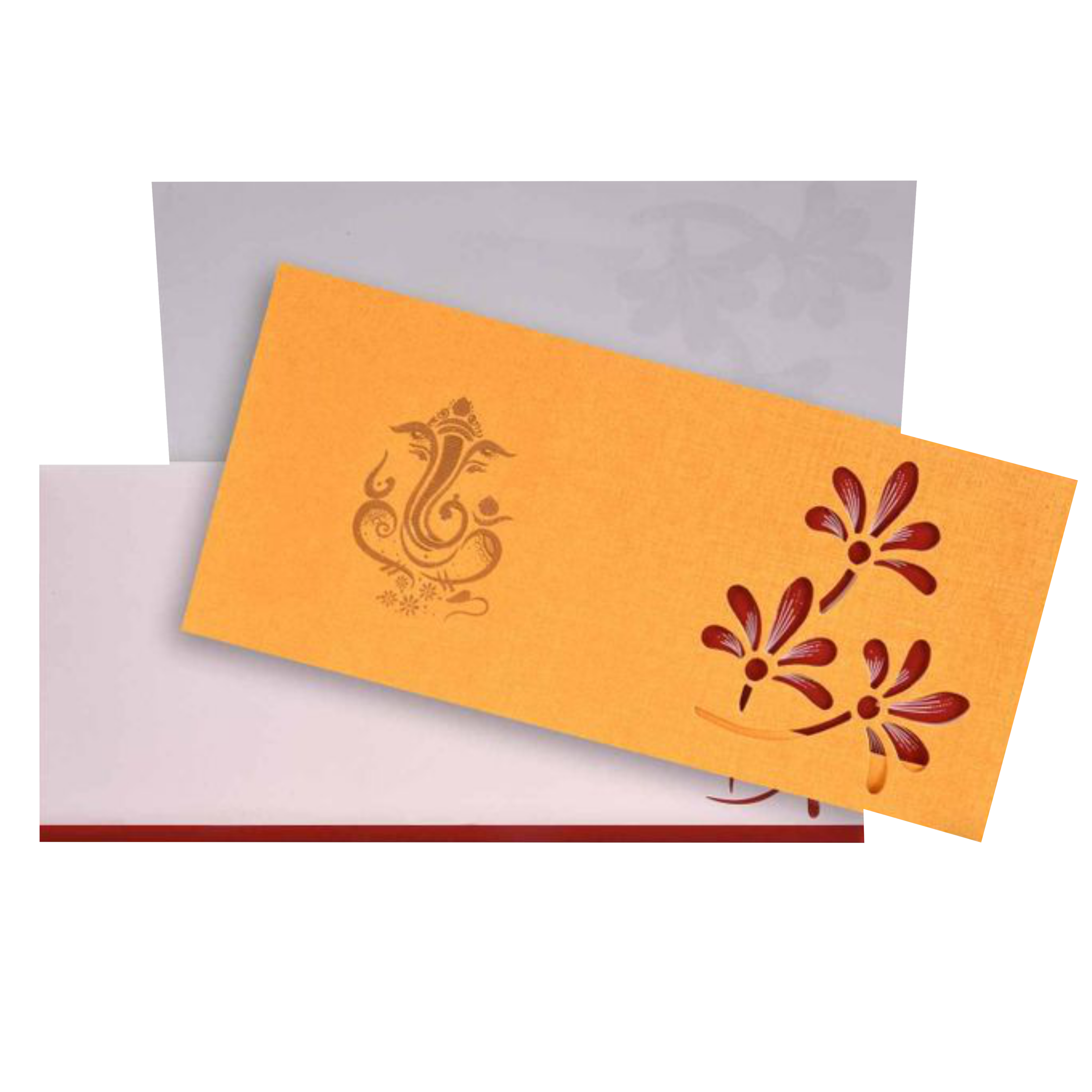 Awesome Blossom Theme With Ganesha Wedding Card-KNSPM314
