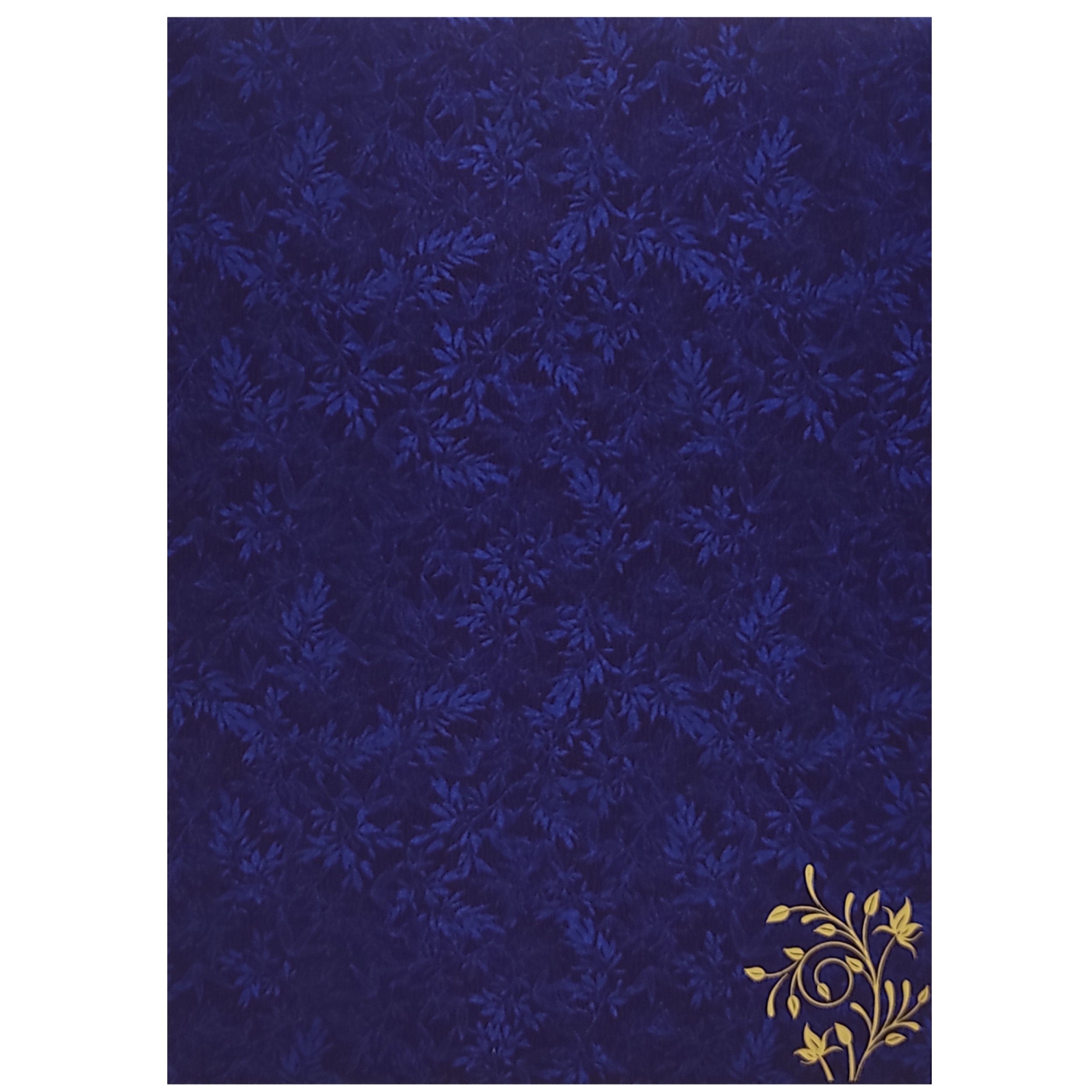 Blue Metallic Floral Background With Embossed Ganesha Sticker-KNCM32BM