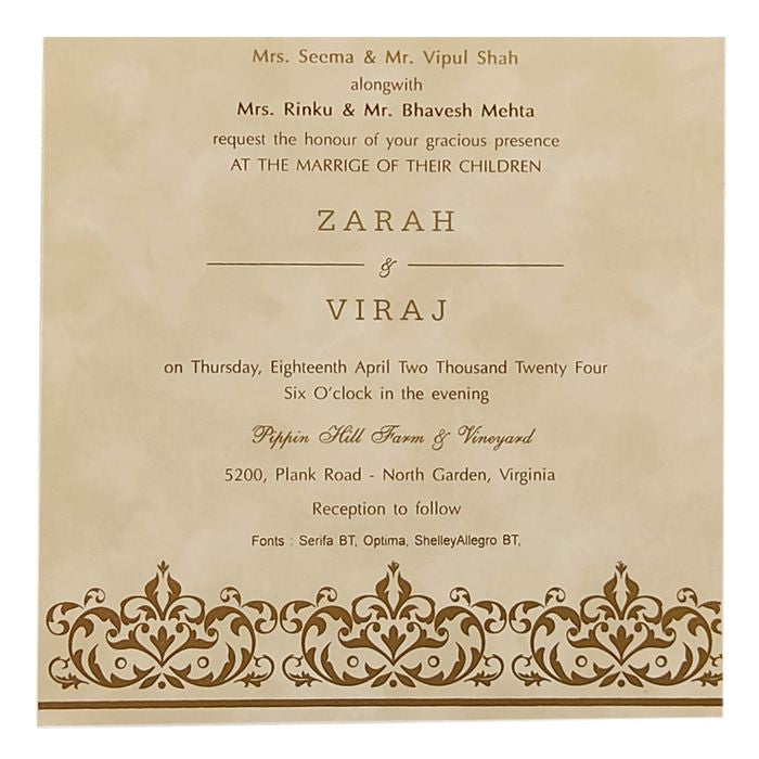 Brown Shade Single Sheet Invitation Card-King of Cards