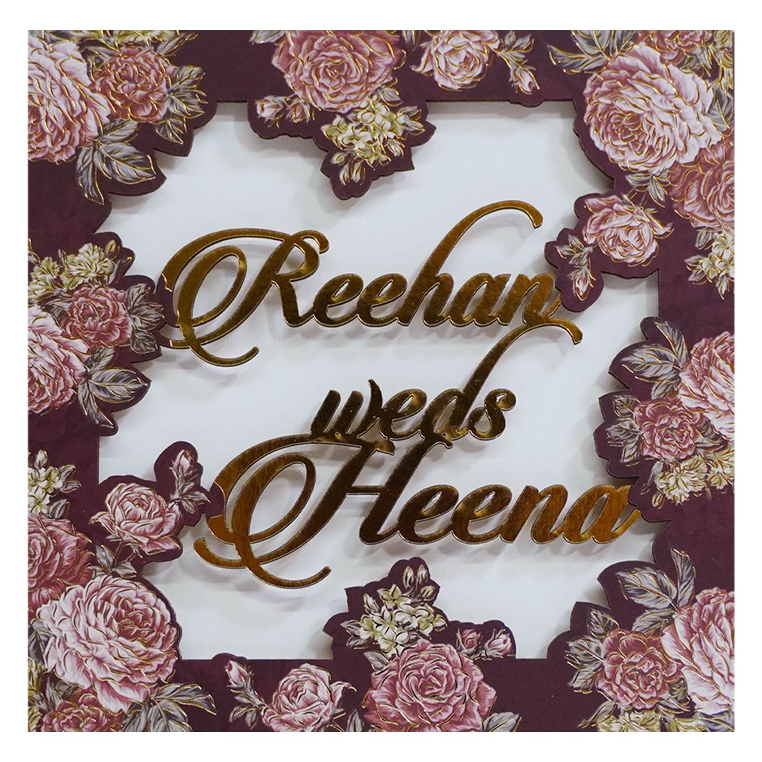 Deep Brown MDF Wedding Card-KVN07030