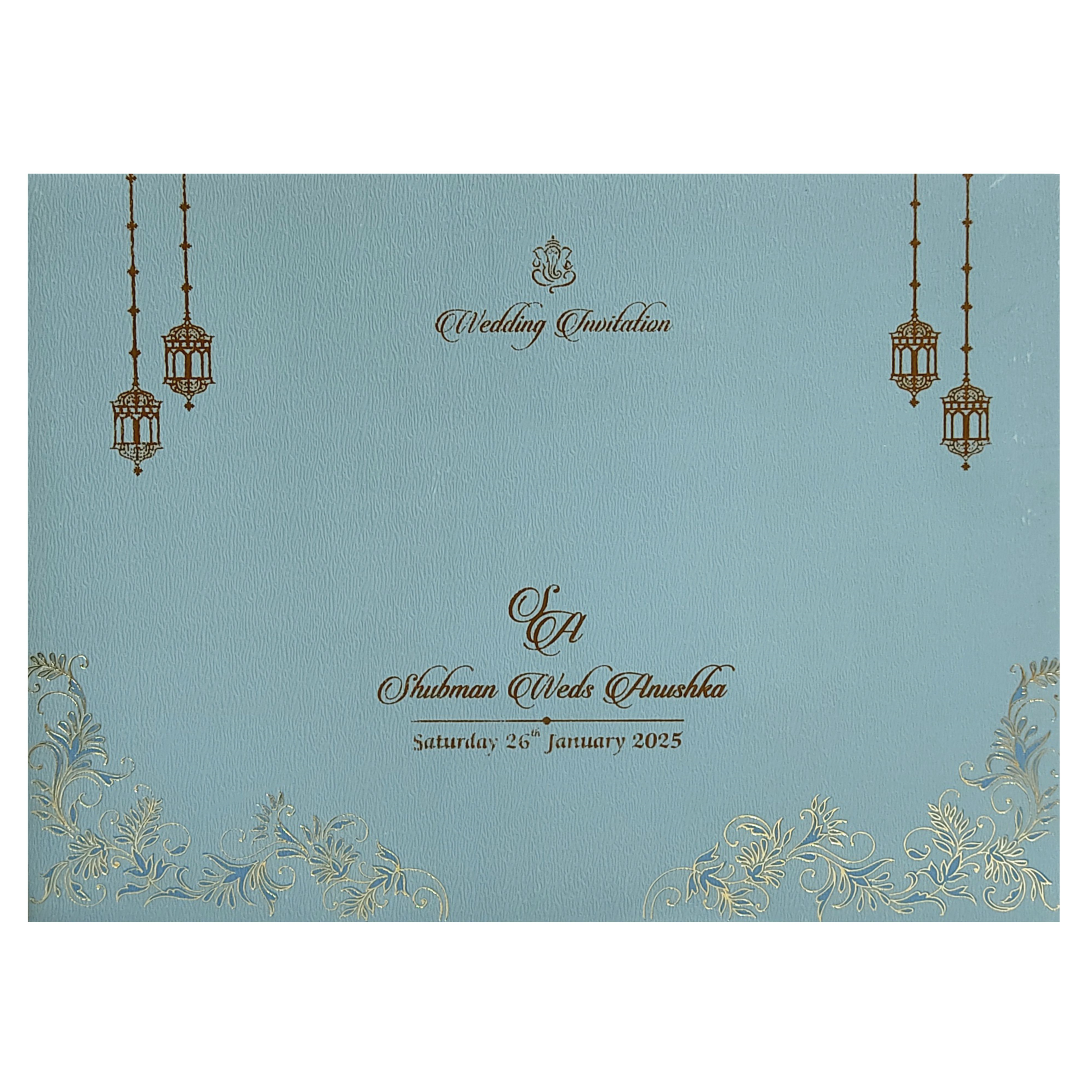 Teal Blue Door Type Wedding Invitation Card-KRB08750