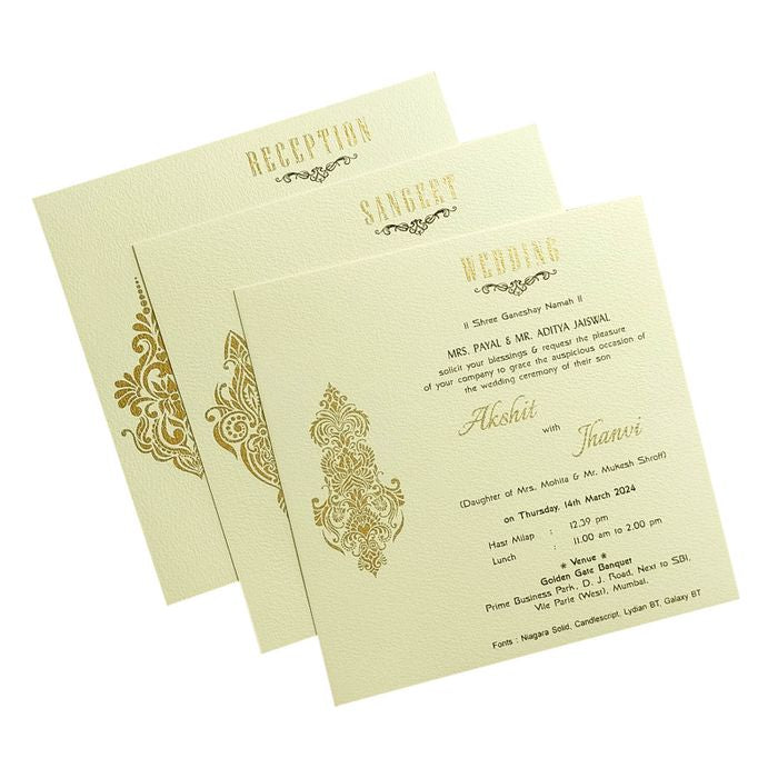 White Floral Padded Invitation Card-King of Cards