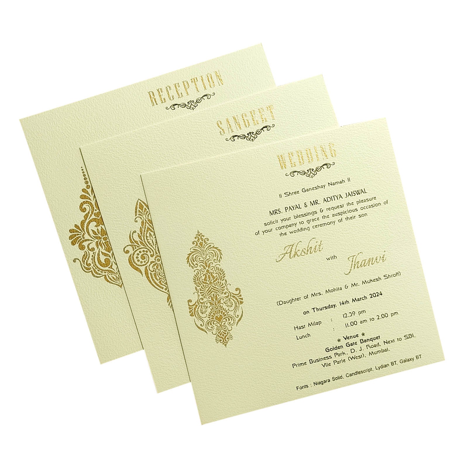 White Floral Padded Invitation Card-KRC29280