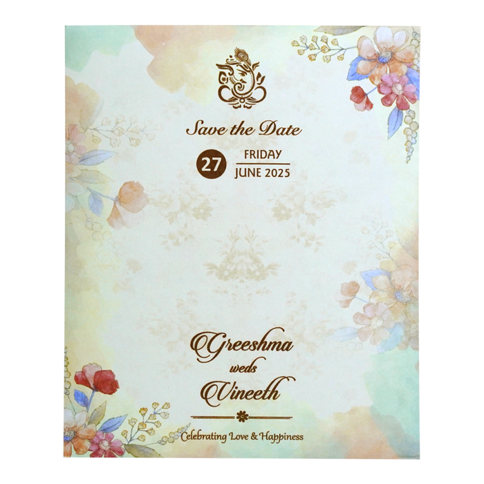 Cream Floral Design Invitation-King of Cards