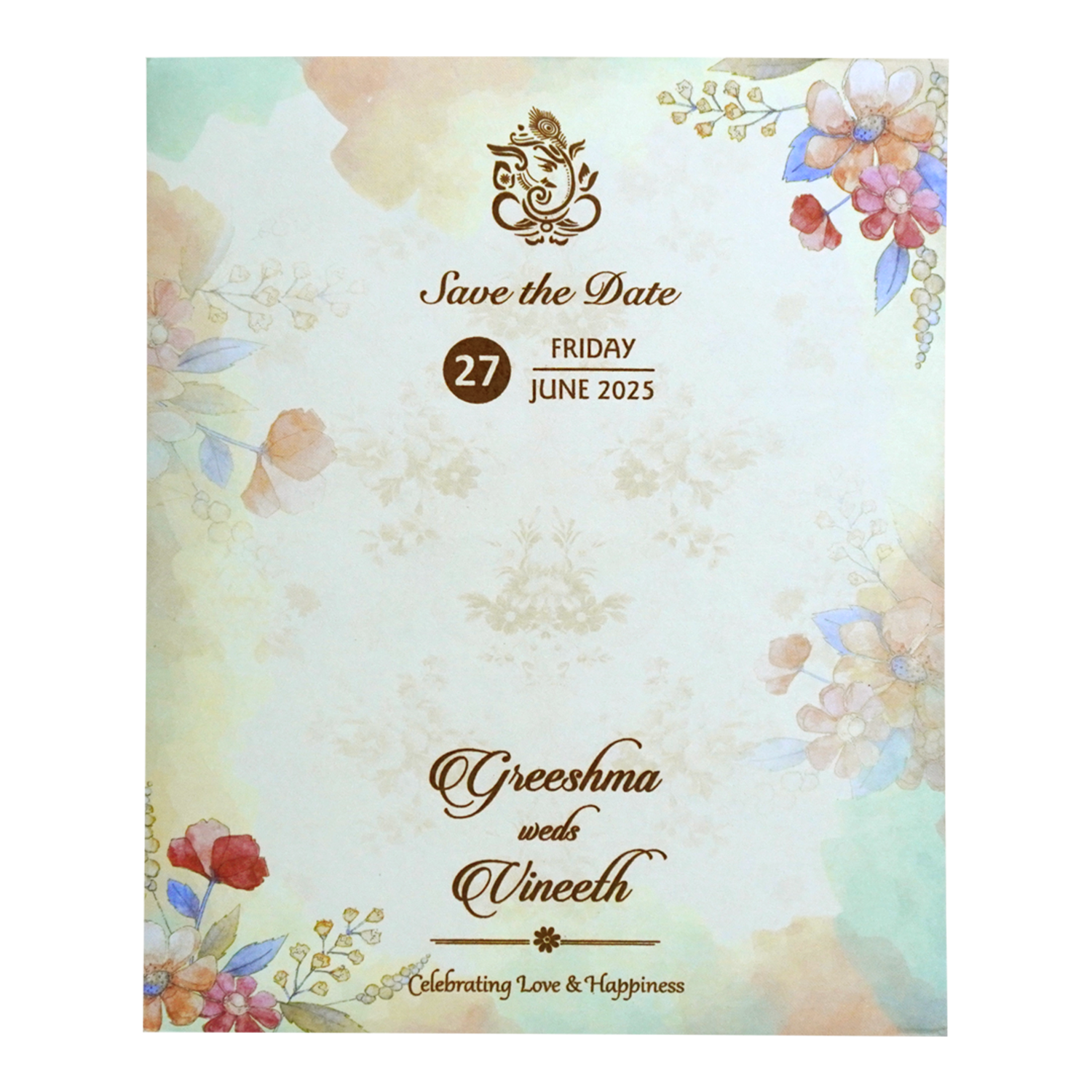 Cream Floral Design Invitation-KVN06890