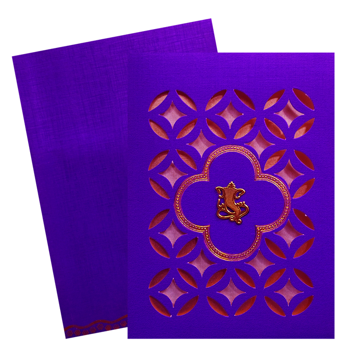 Purple Laser-Cut Wedding Card-King of Cards