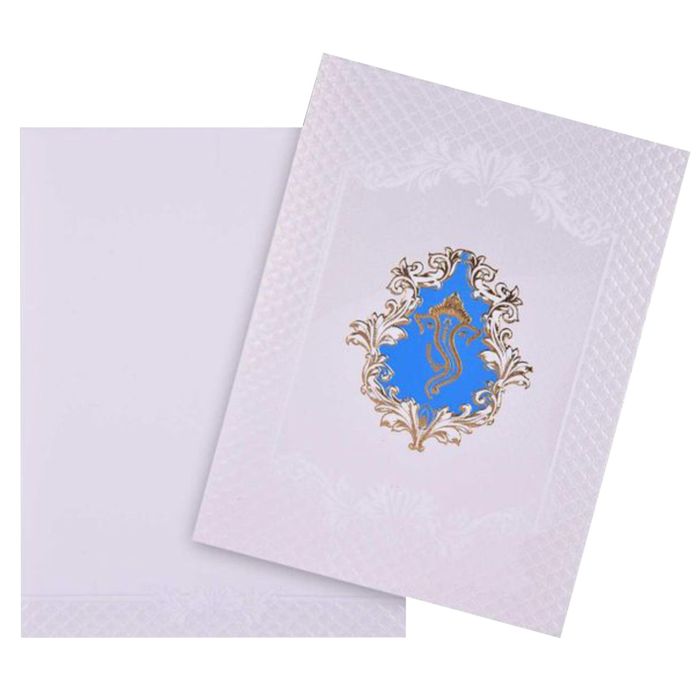 Awesome Ganesha With Blue Background Wedding Card - KNK4249-King of Cards