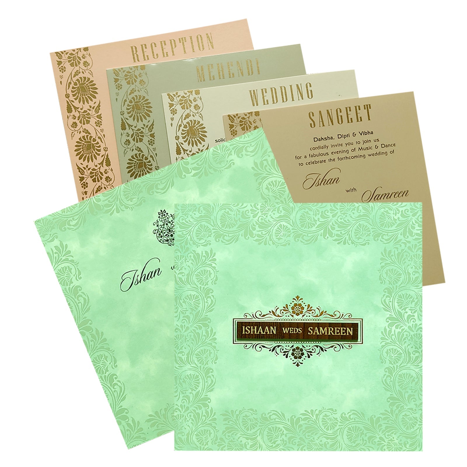 Pastel Green Nameplate Invitation Card-KRC29041