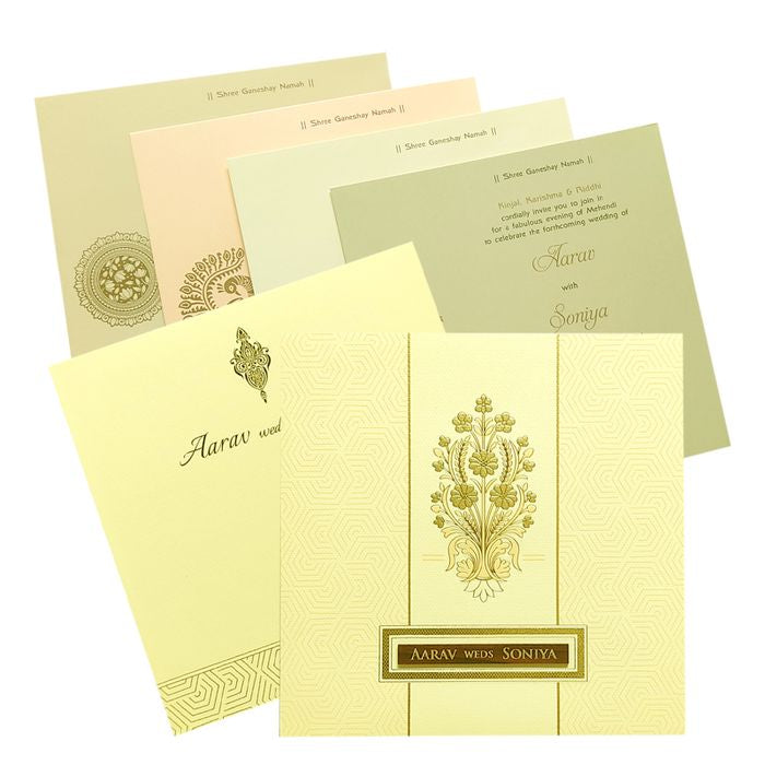 Pale Pink Floral Foil Invitation-King of Cards