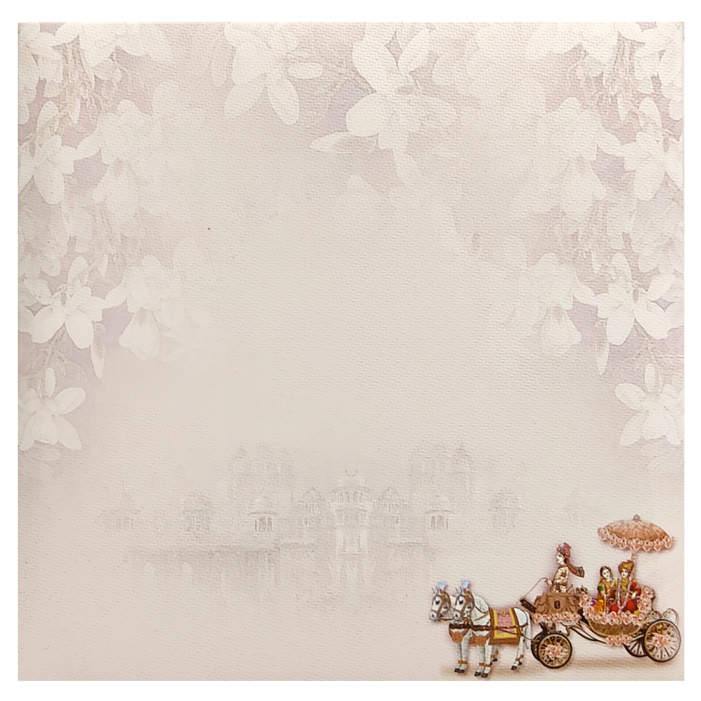 Pink Floral Chariot Nameplate Wedding Card-KNKD8101