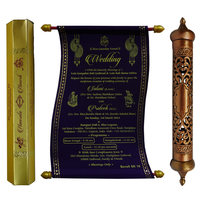 Violet Satin Scroll Card-King of Cards