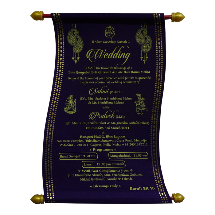 Violet Satin Scroll Card-King of Cards