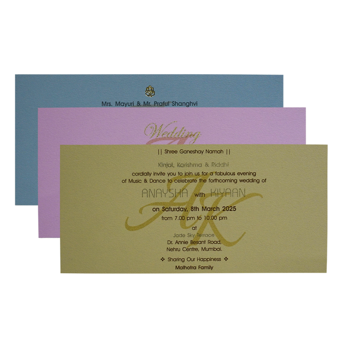 Blue Grey Fabric Sweet Box Invitation-King of Cards