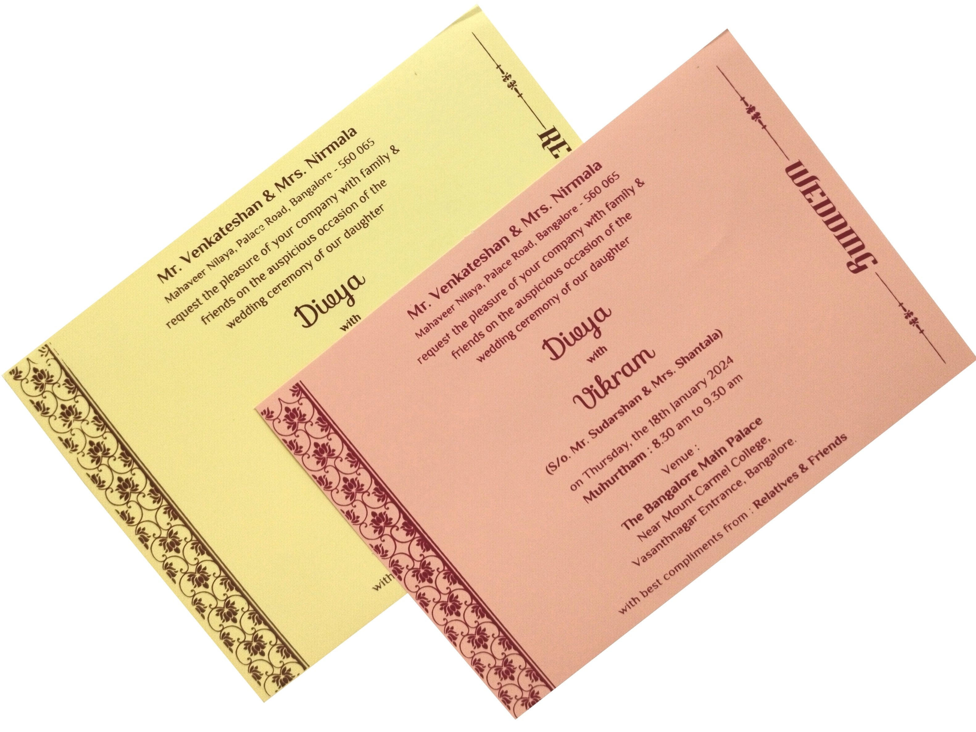 Peach Stiff Board Padded Invitation-KNPR3501P