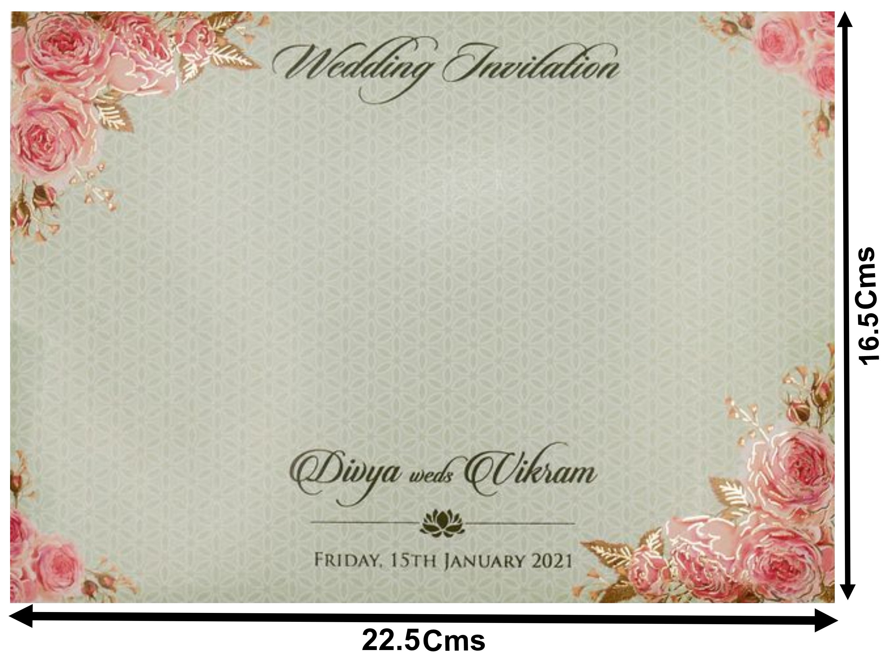 Pink Floral Design In Horizontal Pattern Invitation Card-KNBT2060