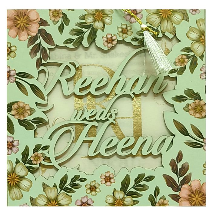 Soft Green MDF Invitation Card-King of Cards