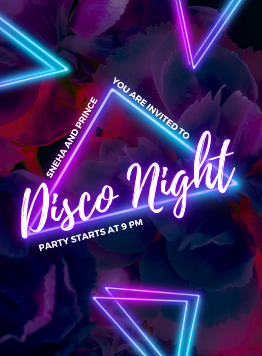 Purple Light Wedding Disco Invitation-AAVSI005