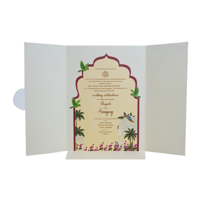 Cream Pattern Design Wedding Invitation-King of Cards