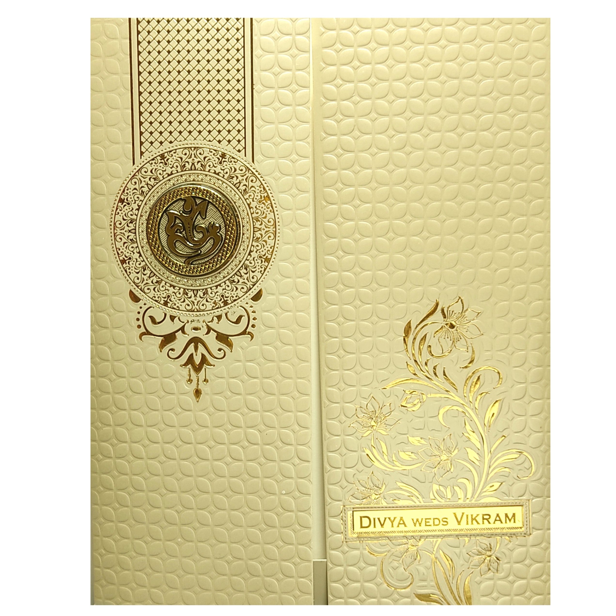 Gold Embossed Nameplate Invitation Card-KNK4201B