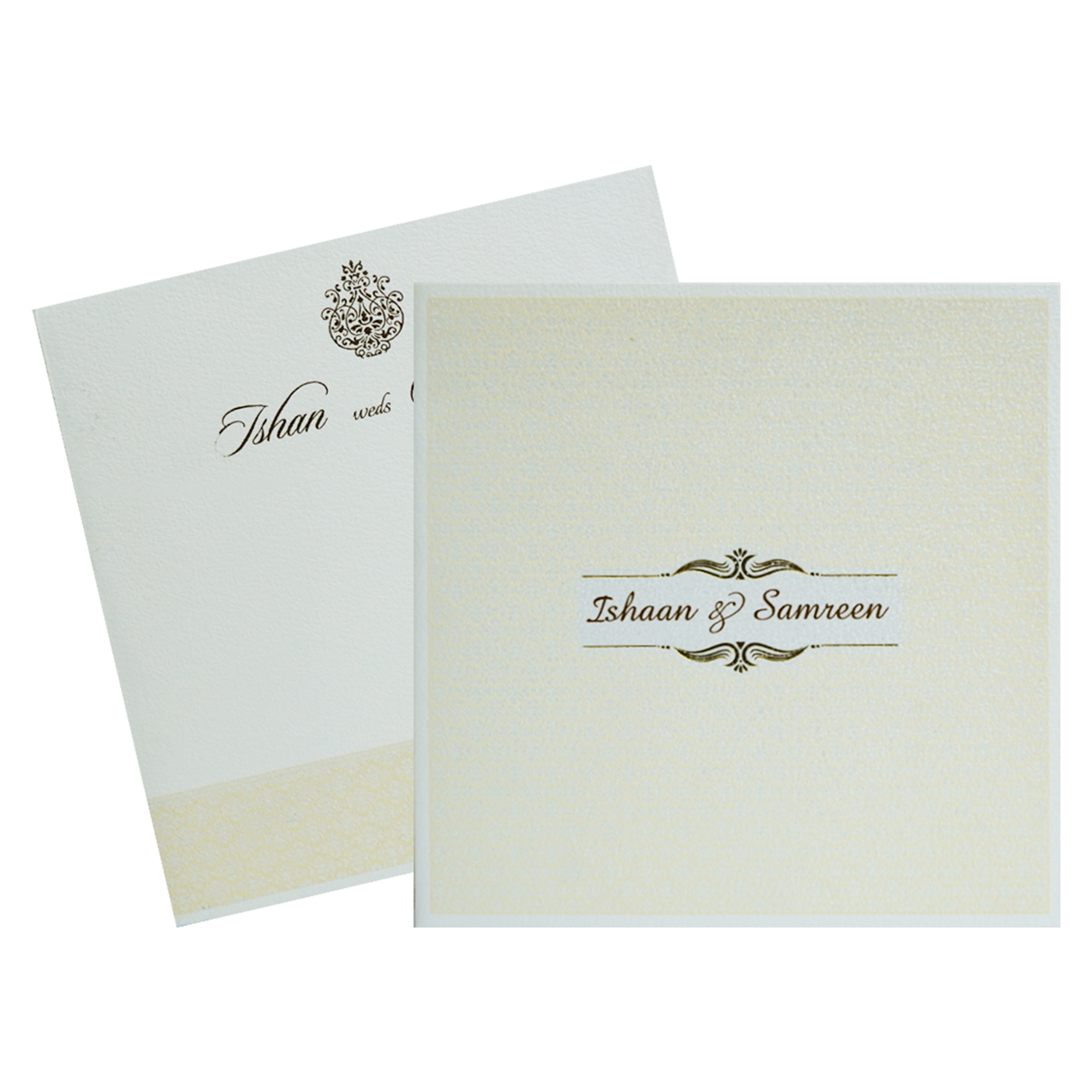 White Pattern Box Wedding Card-KRC30810