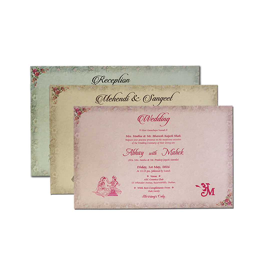 Green Floral Vintage Wedding Card-KSH72110