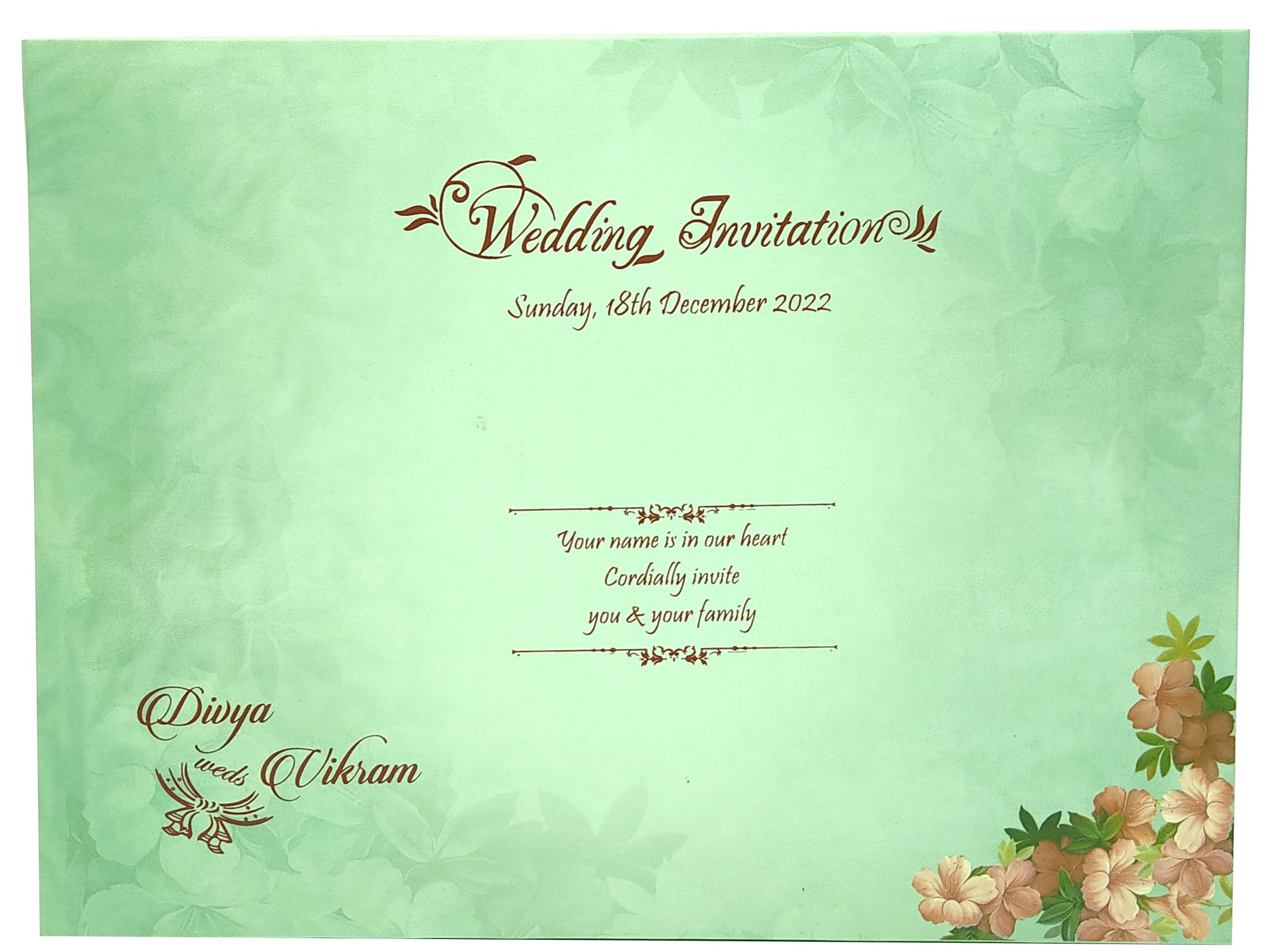 Green Padded Floral Design In Offset With Lamination-KNPO9902G