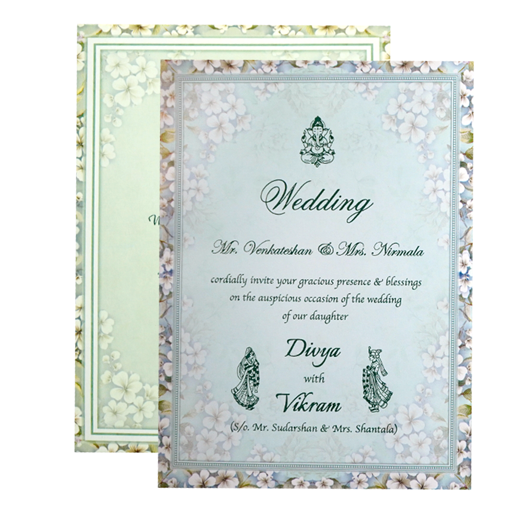 Pastel Green Floral Arch Invitation Card-KNKC4072