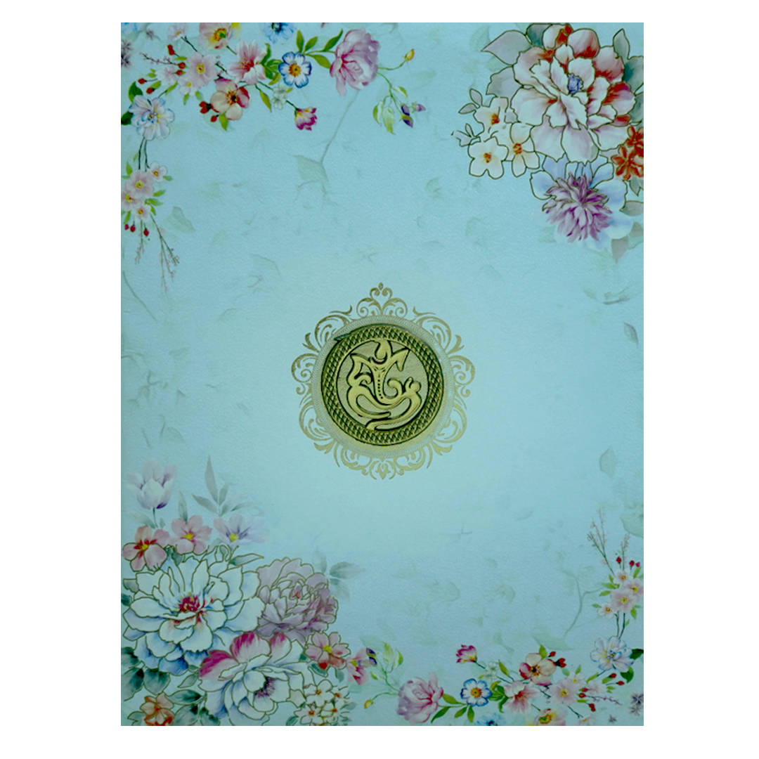 Light Blue Floral Wedding Invitation Card-KNTY6805