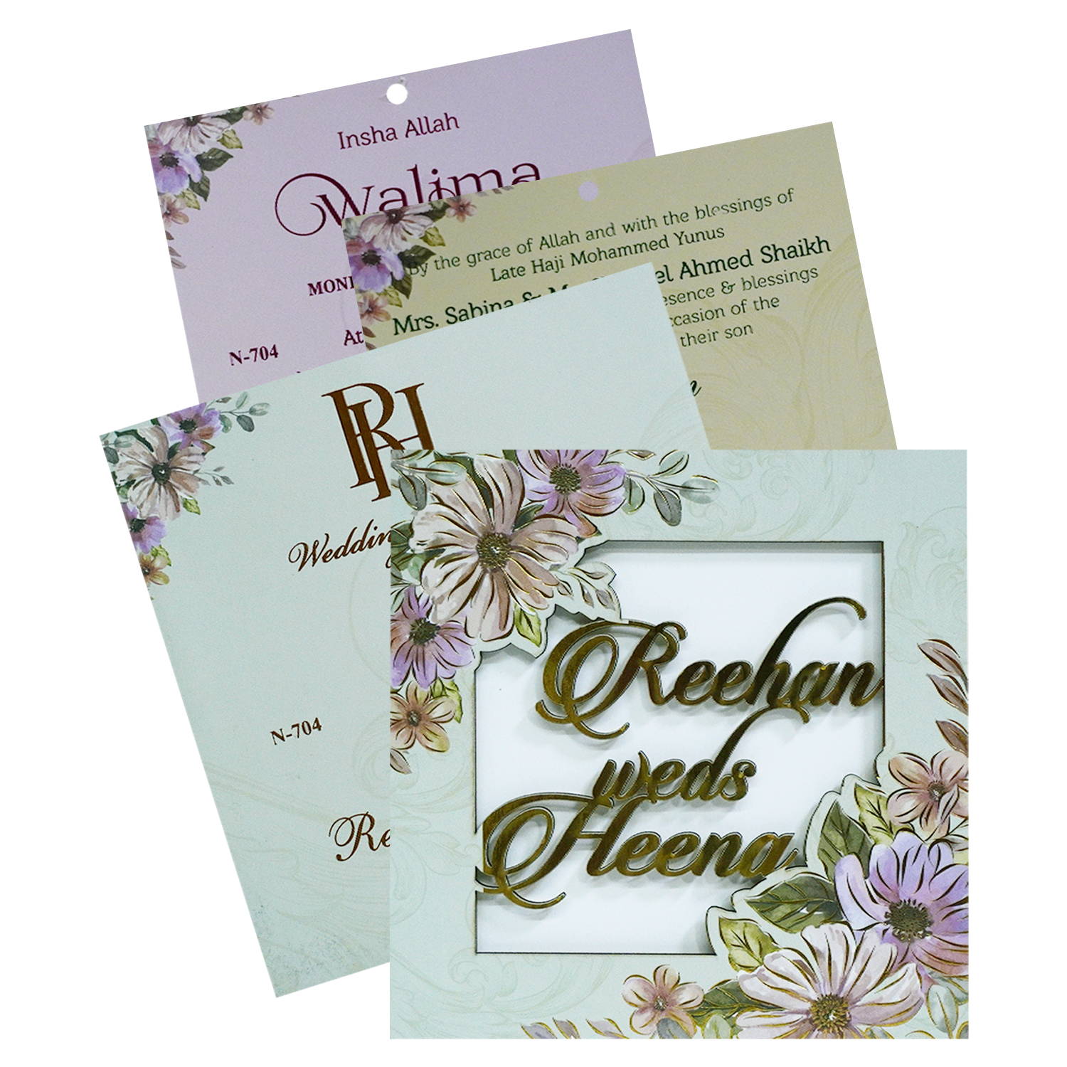 Glacial Green MDF Invitation Card-KVN07040