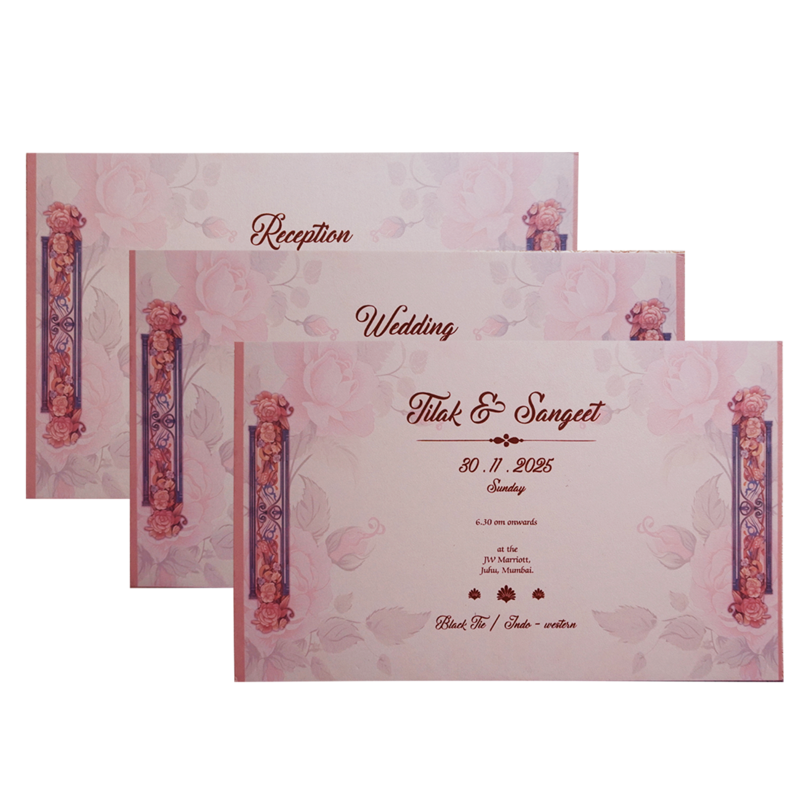 Peach Pink Premium Padded Invitation-KPR24370