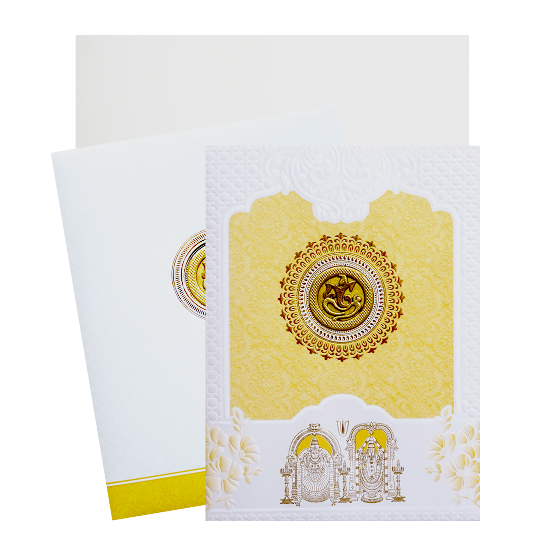 Gold and White God Inspired Wedding Card-KNK7079O