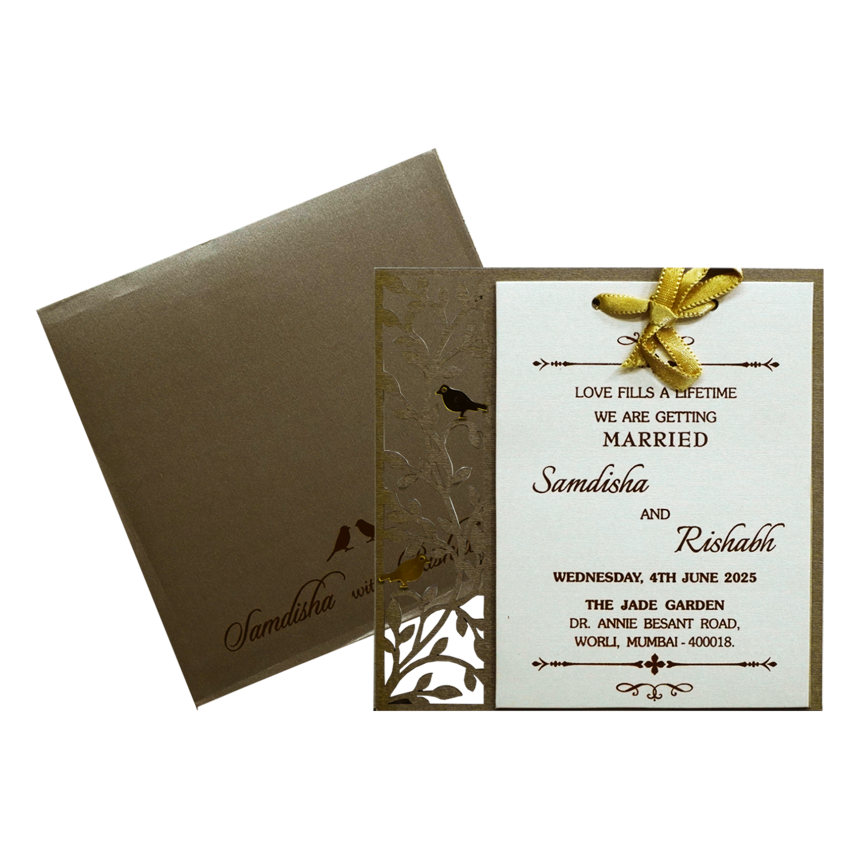 Shimmery Brown MDF Invitation-Krc30850