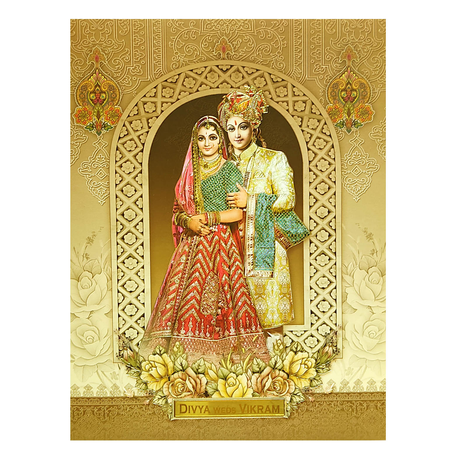 Cream Bride Groom Wedding Invitation Card-KNKJ1110