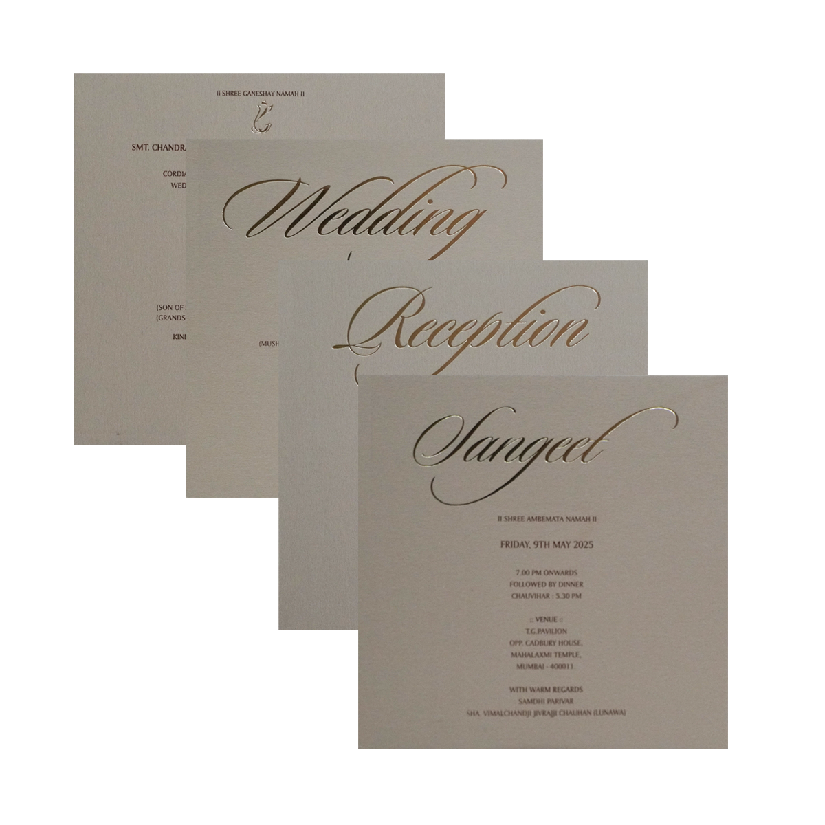 Light Brown Embossed Padded Invitation Card-KPR20090