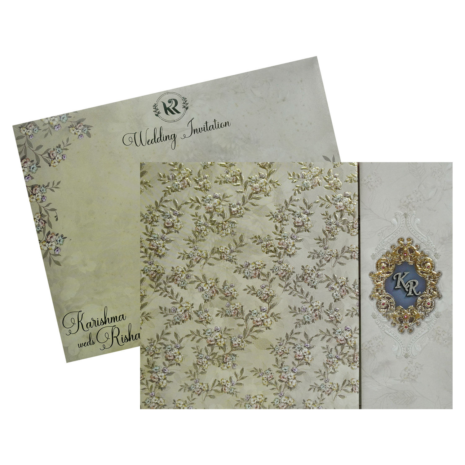 Matte Pastel Green Floral Invitation-KSI12200