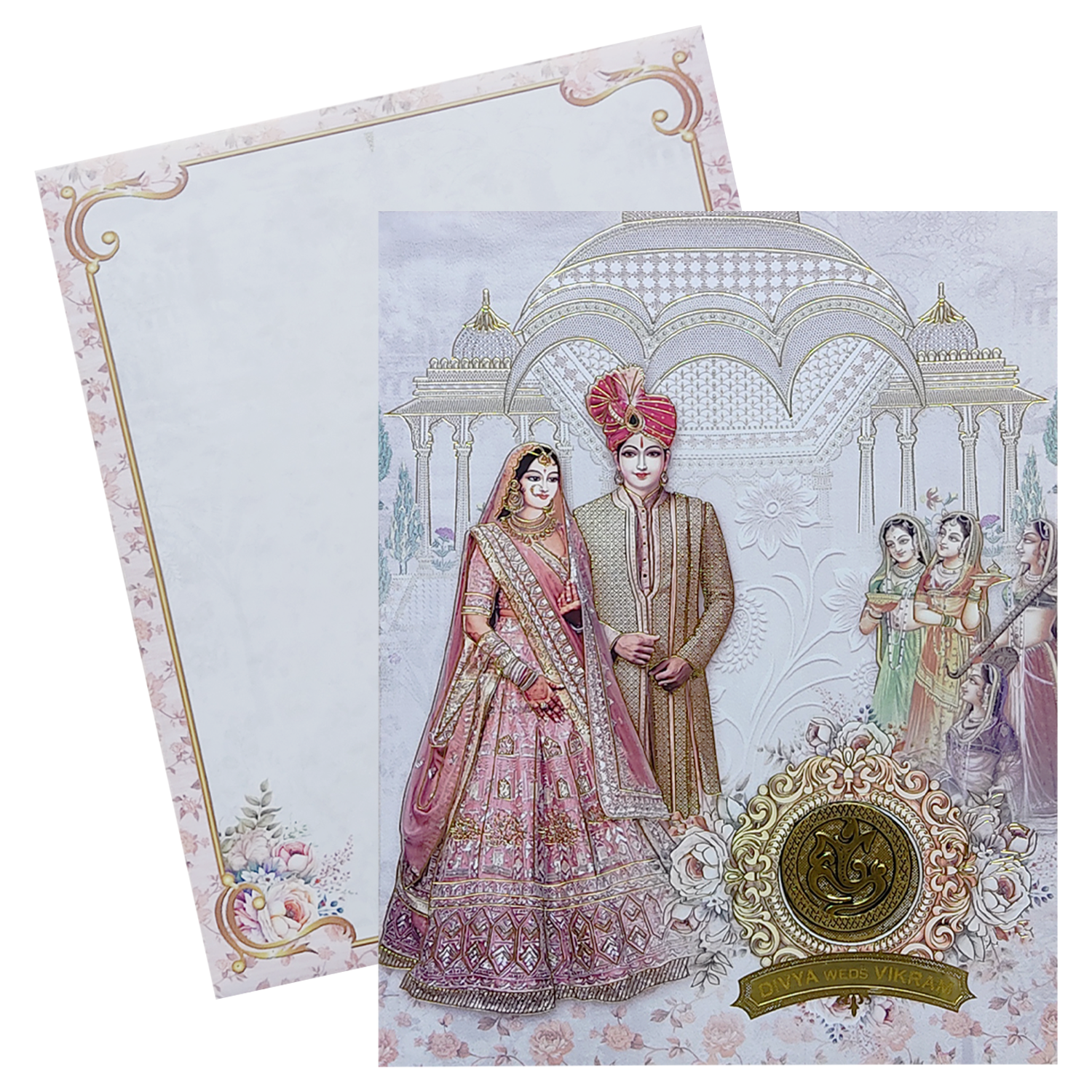 Pink Royal Bride Groom Wedding Card-KNKJ1135