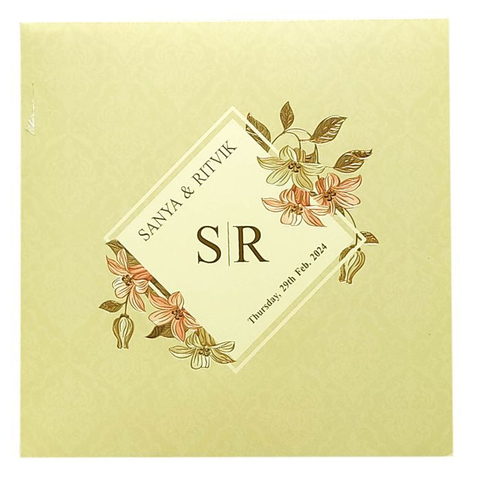 Cream Floral Wedding Card-King of Cards