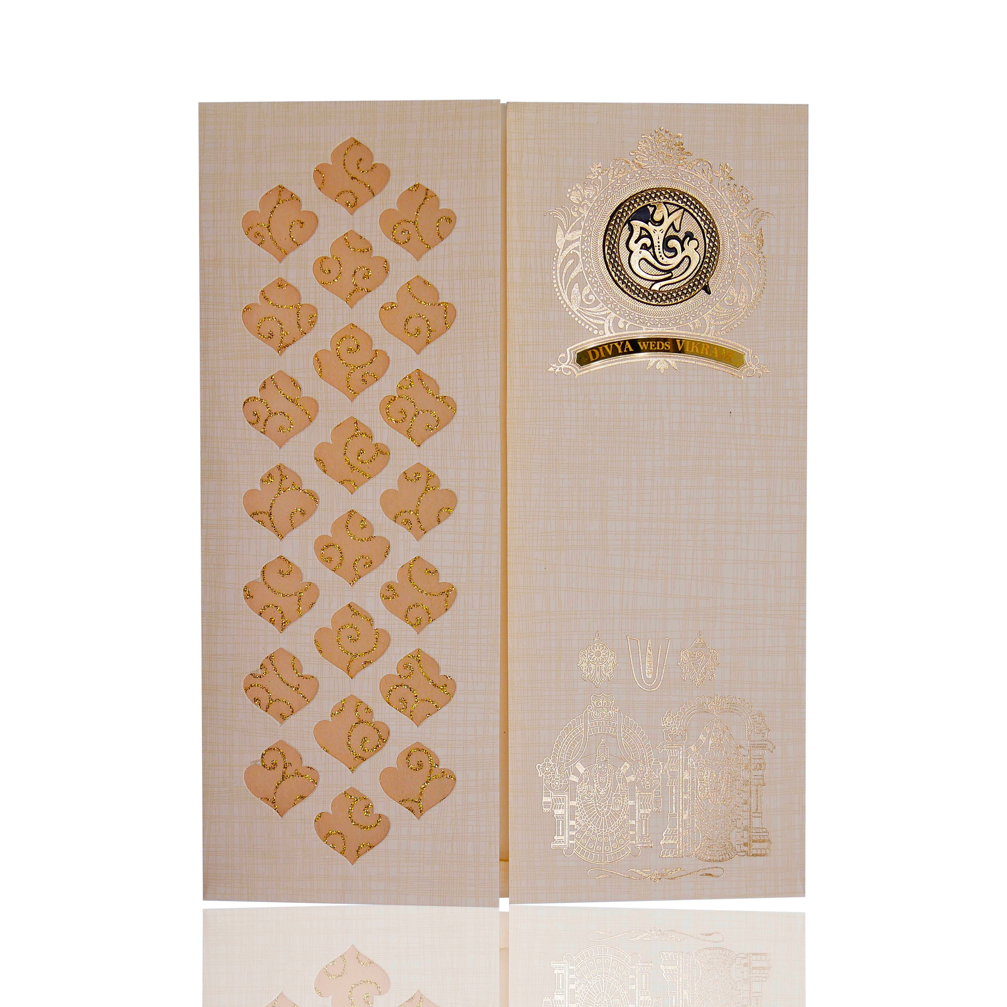 Sandal Die Cut Floral Design With Balaji And Padmavathi-KNK9403S