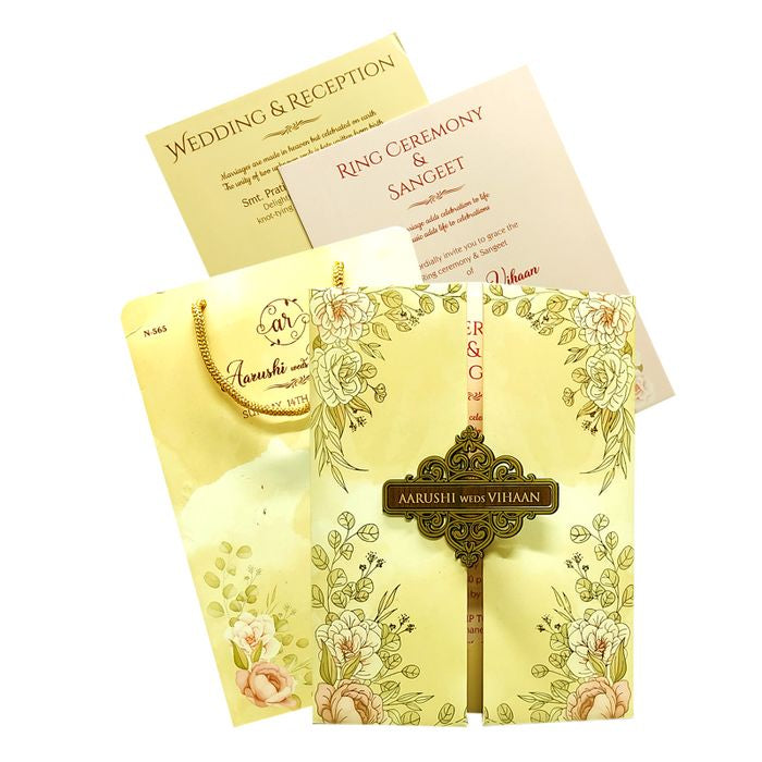 Cream Beige Floral Wedding Card-King of Cards