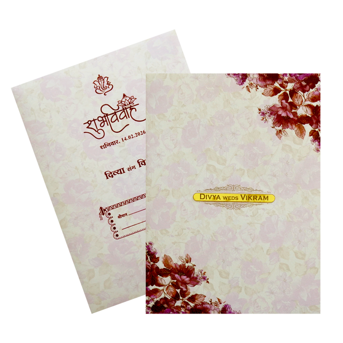 Violet Classic Designer Offset Pastel Print Wedding Invitation-KNKC4043-King of Cards