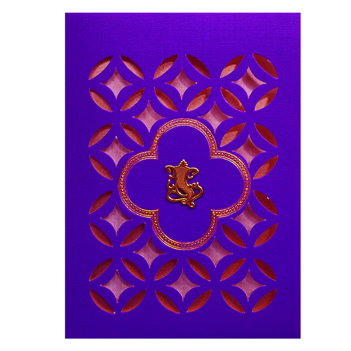 Purple Laser-Cut Wedding Card-King of Cards