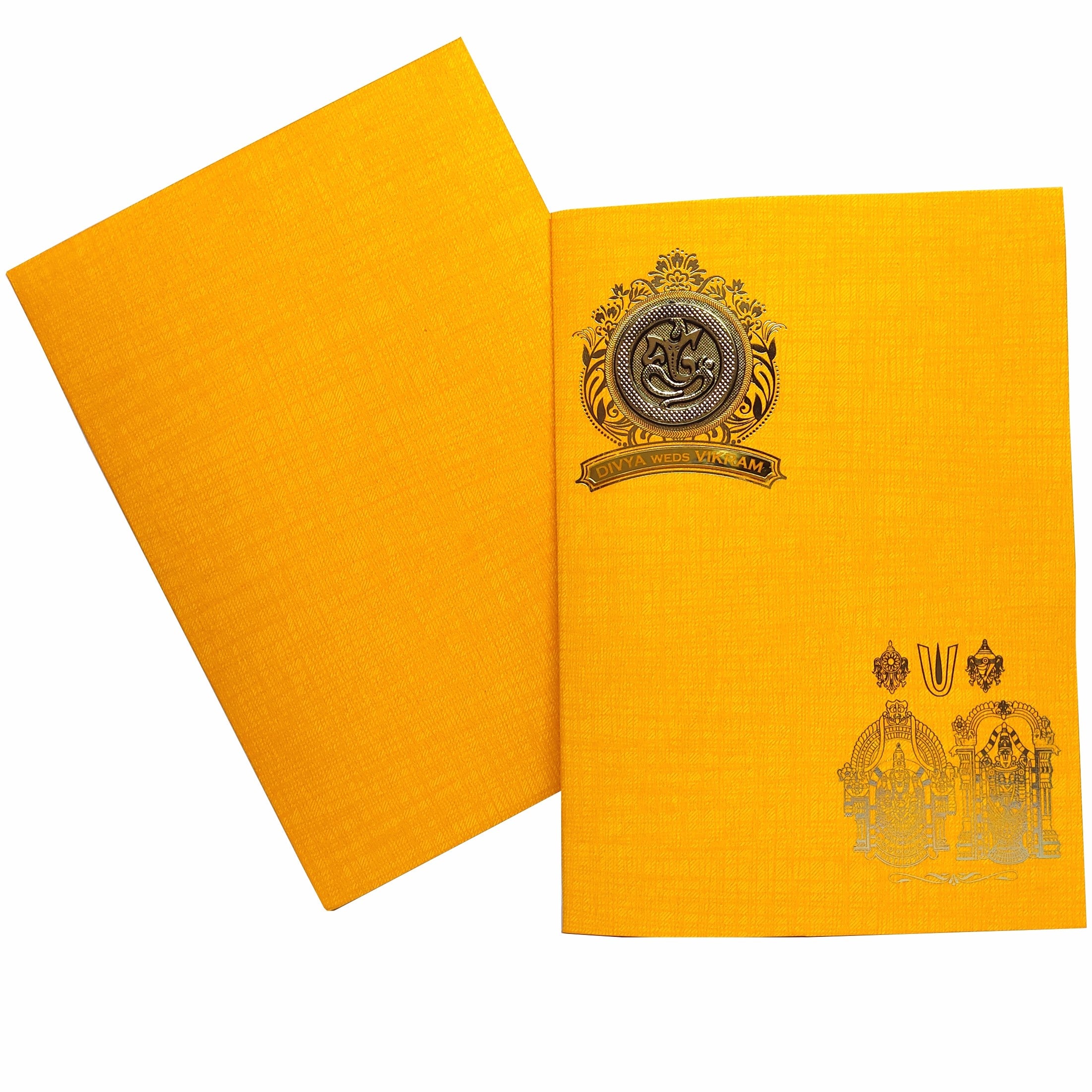 Orange Metallic Balaji And Padmavathi With Name Plate-KNCM157O
