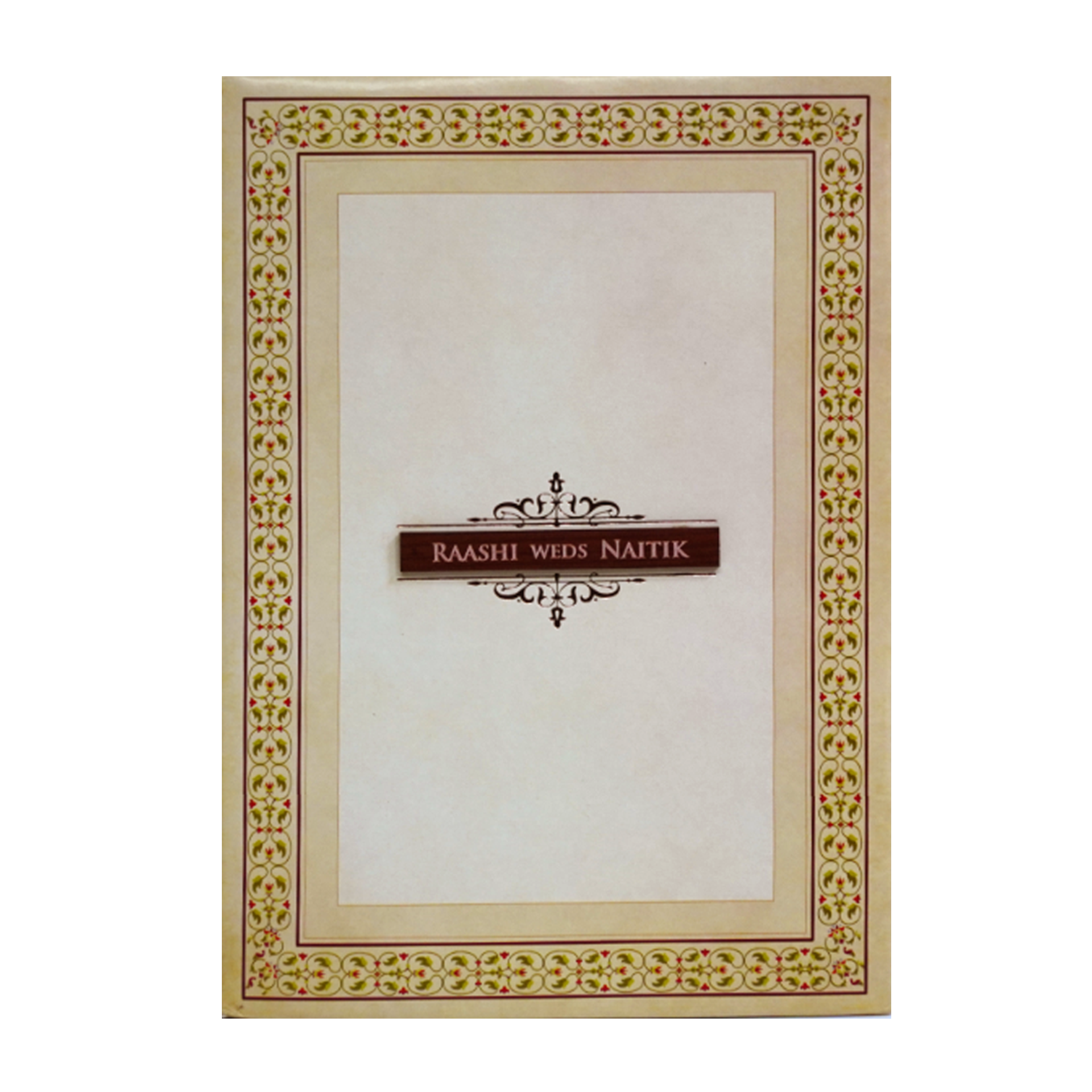 Cream floral Nameplate Padded Invitation Card-KRC30610