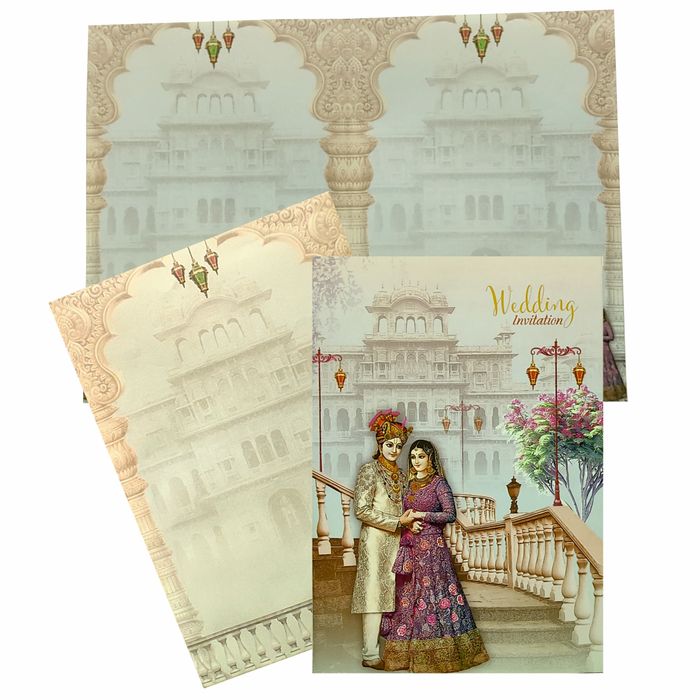 Check out the collection of Pastel Traditional Bride Groom invitation card at best price. ? Customer Support ? Home Delivery
