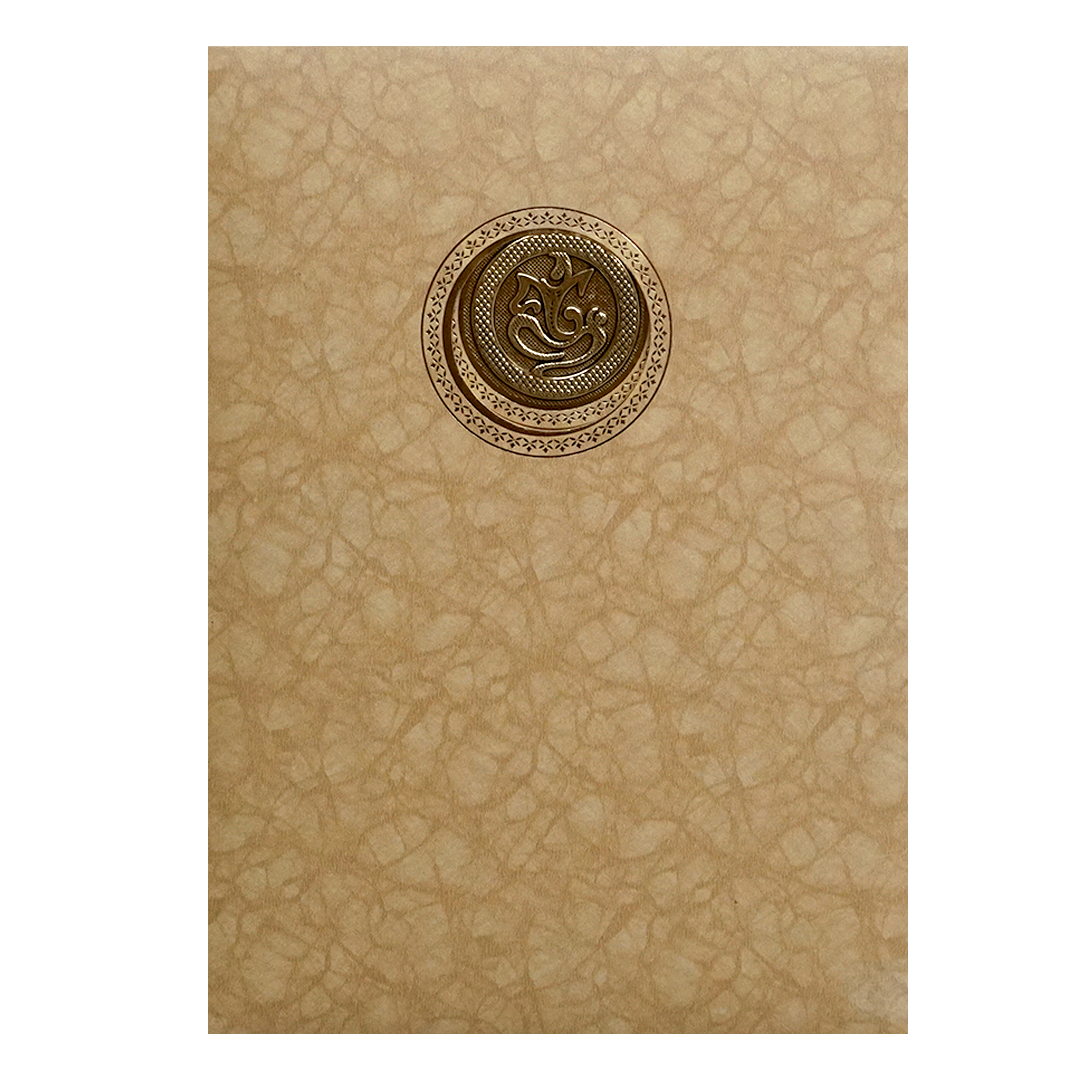 Golden Shiny Ganesha Wedding Card-KNKR039B